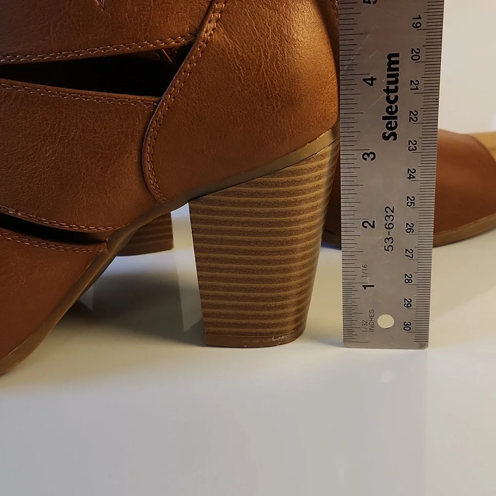Sonoma Life+Style Saddle Brown Peep Toe Booties – Size 8.5 - Picture 9 of 13